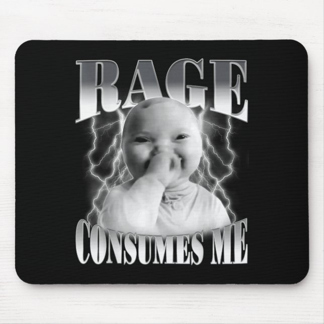 Rage Consumes Me Funny Ai Baby Holding Laugh Brain Mouse Pad (Front)