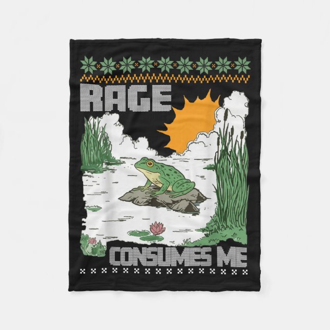 Rage Consumes Me Ugly Christmas Sweaters Funny Fro Fleece Blanket (Front)
