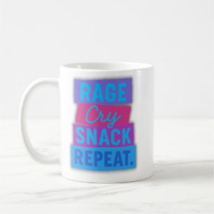 Rage Cry Snack Repeat – Funny Relatable Coffee Mug