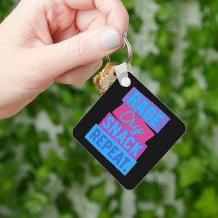 RAGE. Cry. SNACK. REPEAT.  Keychain