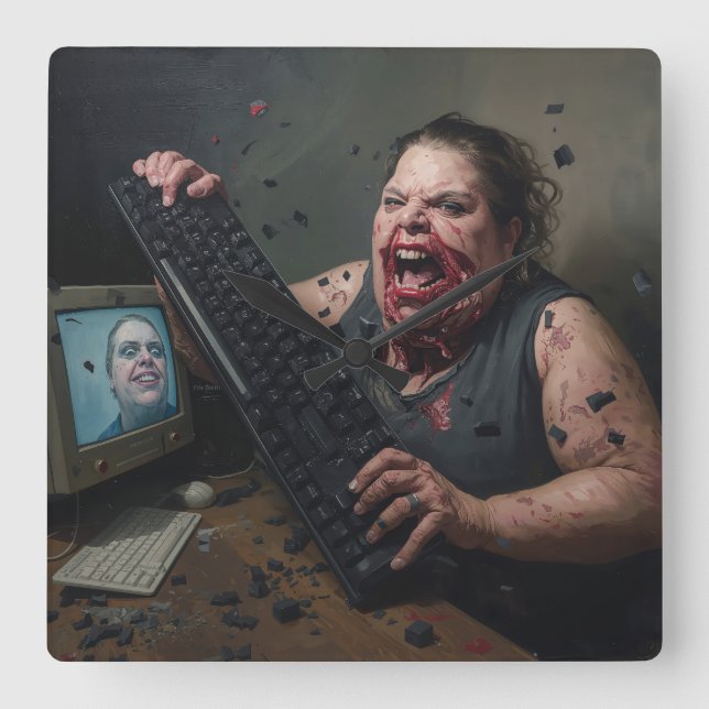 Rage Error: System Failure - Ctrl Alt Delirium Square Wall Clock (Front)