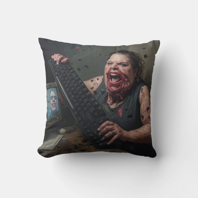 Rage Error: System Failure - Ctrl Alt Delirium Throw Pillow (Front)