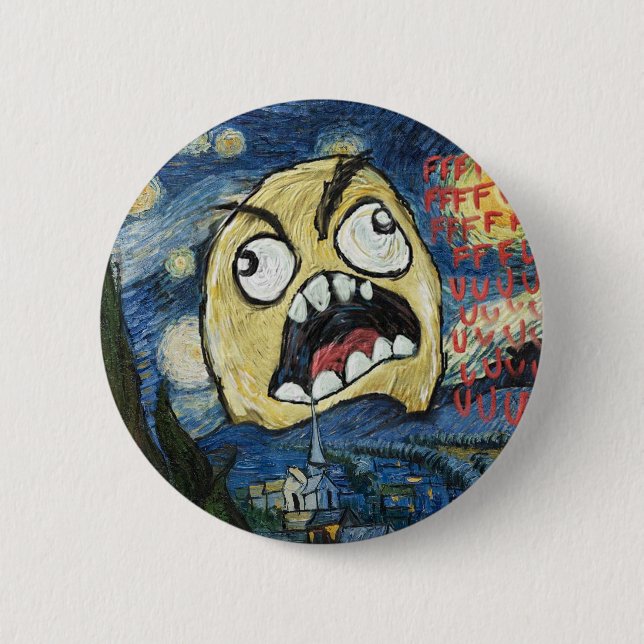 Rage Face Meme Face Comic Classy Painting 2 Inch Round Button (Front)