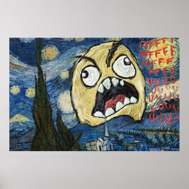 Rage Face Meme Face Comic Classy Painting Poster (Front)
