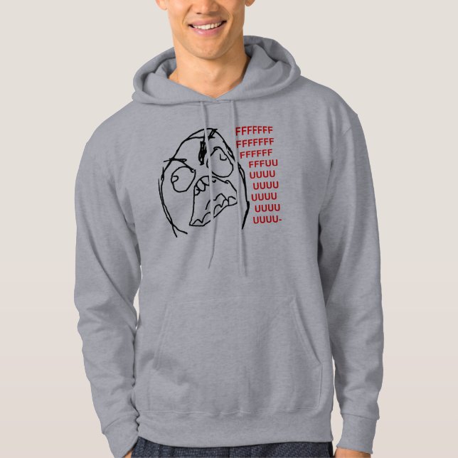 Rage Guy Angry Fuu Fuuu Rage Face Meme Hoodie (Front)