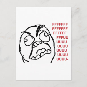 Rage guy fuuu fuuuu postcard