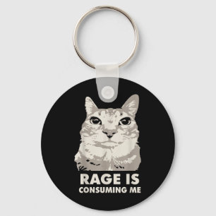 Rage Is Consuming Me Angry Cat Meme Sarcasm Funny  Keychain