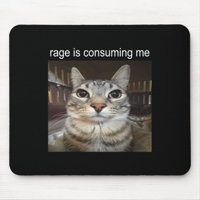 Rage Is Consuming Me Silly Staring Cat Meme  Mouse Pad (Front)