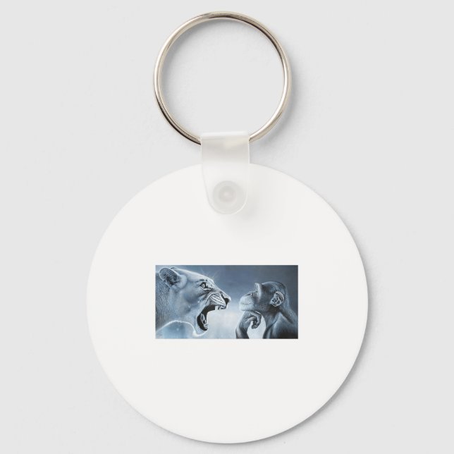 Ragebait Meme, Lion Monkey, Monkey And Lion Meme M Keychain (Front)