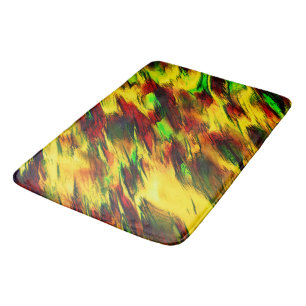 Raged stained from red to yellow, a little green bath mat