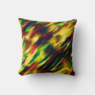 Raged stained from red to yellow, a little green throw pillow