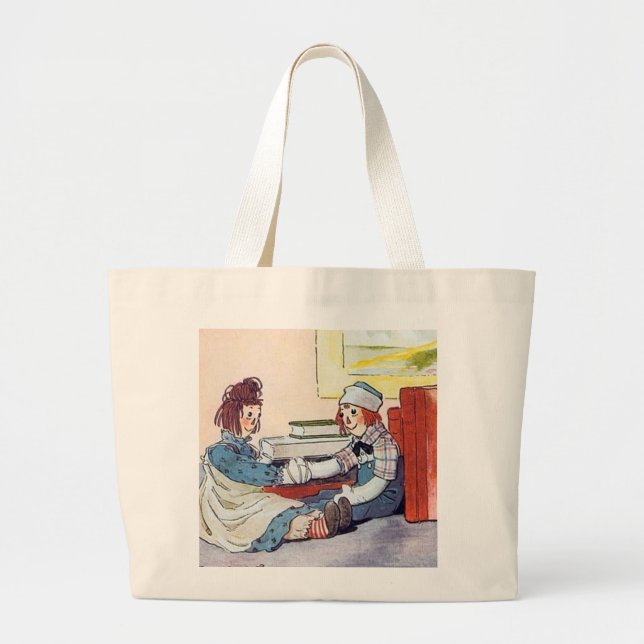 Raggedy Andy Meet for the First Time Large Tote Bag (Front)