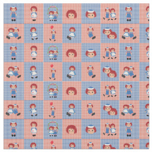 Raggedy Ann and Andy Gingham on Chequerboard Fabric