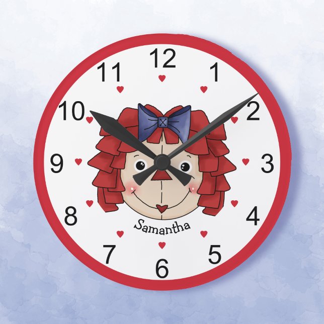 Raggedy Ann Face Personalized  Round Clock (Creator Uploaded)
