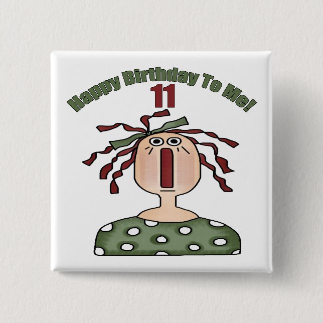 Raggedy Annie 11th Birthday Gifts 2 Inch Square Button (Front)