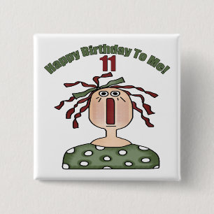 Raggedy Annie 11th Birthday Gifts 2 Inch Square Button