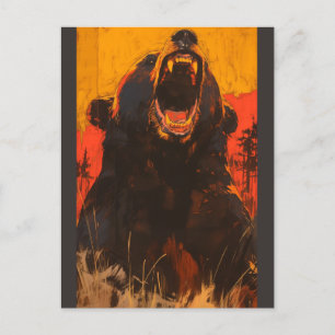 Raging bear postcard