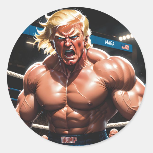 Raging Donny T (MMA/Wrestling MAGA Superstar) Classic Round Sticker (Front)