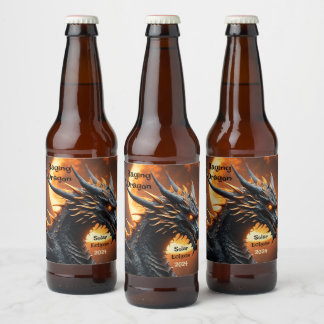 Raging Dragon Solar Eclipse Customize Set of 6 Beer Bottle Label