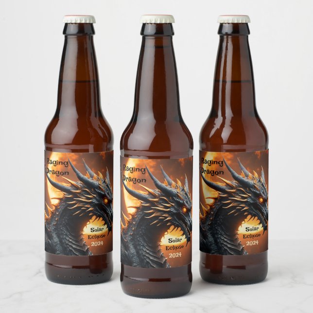 Raging Dragon Solar Eclipse Customize Set of 6 Beer Bottle Label (Bottles)