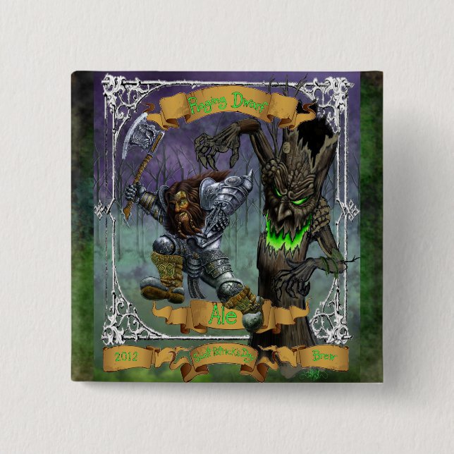 Raging Dwarf Ale 2 Inch Square Button (Front)