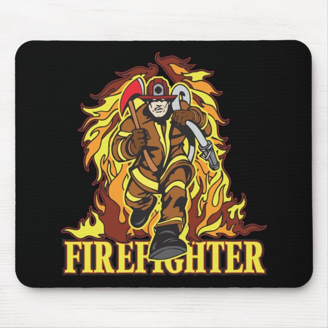 Raging Flames Firefighter Mouse Pad (Front)