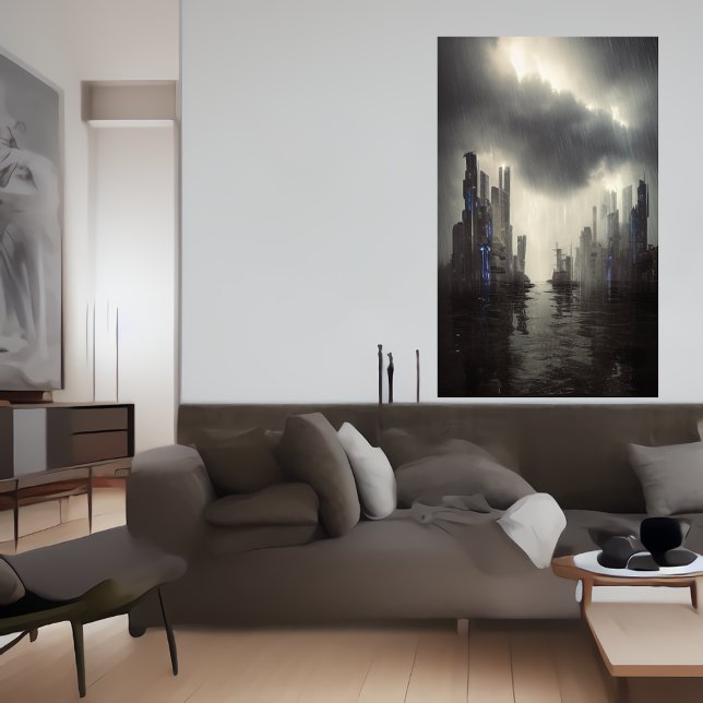 raging storm in the city | AI Art  Poster (Creator Uploaded)