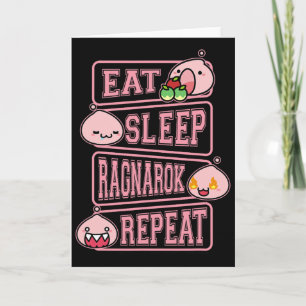 Ragnarok Poring Eat Sleep Repeat Gamer Meme Tee  Card