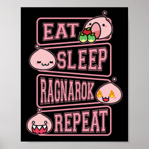 Ragnarok Poring Eat Sleep Repeat Gamer Meme Tee  Poster