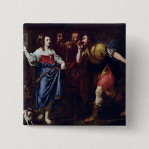 Rahab and the Emissaries of Joshua 2 Inch Square Button