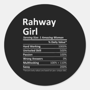 Rahway Girl Nj New Jersey Funny City Home Roots Us Classic Round Sticker
