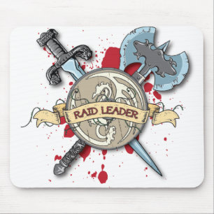 RAID LEADER Tattoo - Sword, Axe, and Shield Mouse Pad
