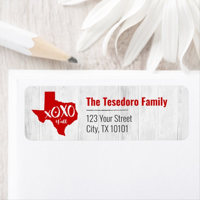 Raider Red XOXO, Y'all - Texas State Shape (Insitu)