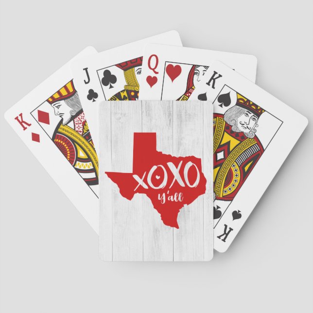Raider Red XOXO, Y'all - Texas State Shape Playing Cards (Back)