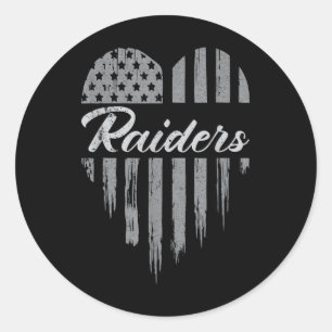 Raiders Heart Name Men Women Girl Kid Classic Round Sticker