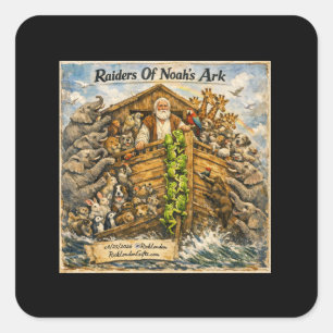 Raiders of Noah’s Ark Cartoon by Rick London Square Sticker