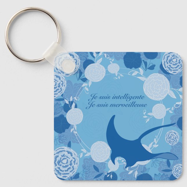 raie, fleur de vie, orange, mandala,zen,chakra, keychain (Front)