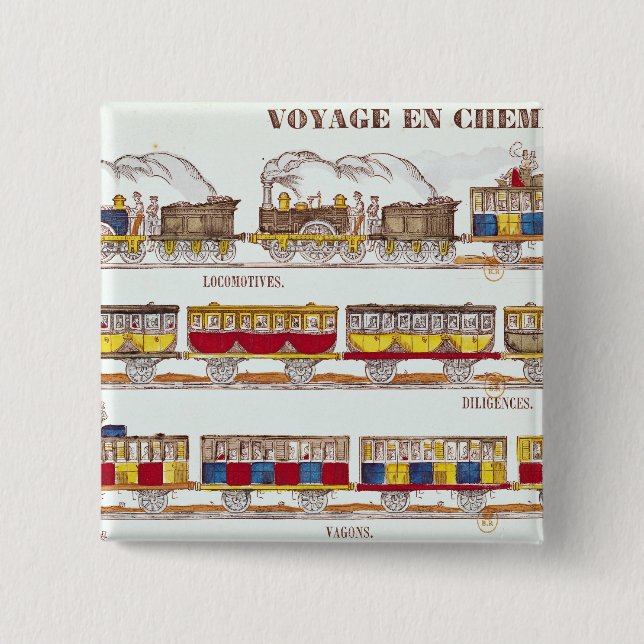Rail Travel in 1845 2 Inch Square Button (Front)
