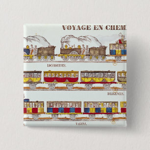 Rail Travel in 1845 2 Inch Square Button