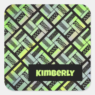 Railfence Patchwork Quilt Pattern  Square Sticker