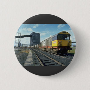 Railfreight coal train at U.K. power station, U.K. 2 Inch Round Button