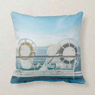 Railing Of A Cruise Ship Throw Pillow