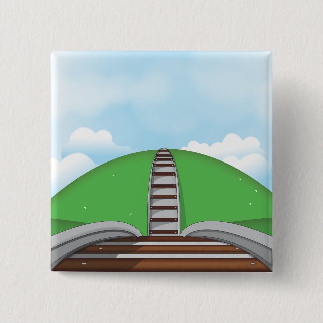 Railroad 2 Inch Square Button (Front)