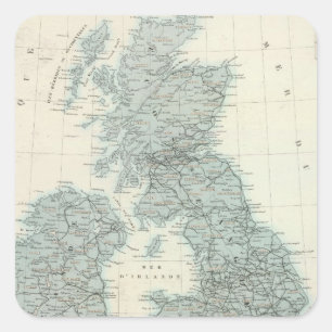 Railroad and Canals of British Isles Square Sticker