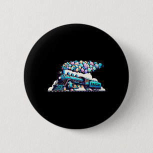 Railroad Bunny Train Easter Egg Kids Toddler Boys 2 Inch Round Button