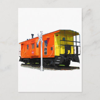 Railroad Caboose & Crossbuck Postcard