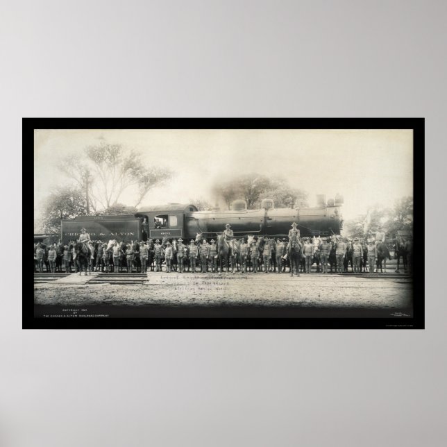 Railroad & Cavalry Photo 1907 Poster (Front)