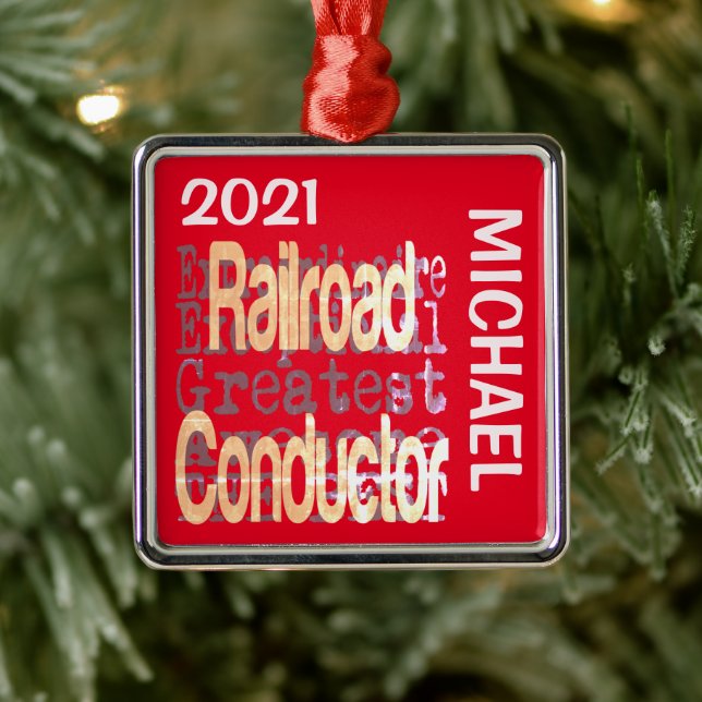 Railroad Conductor Extraordinaire CUSTOM Metal Ornament (Tree)