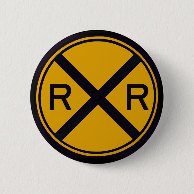 Railroad Crossing 2 Inch Round Button (Front)