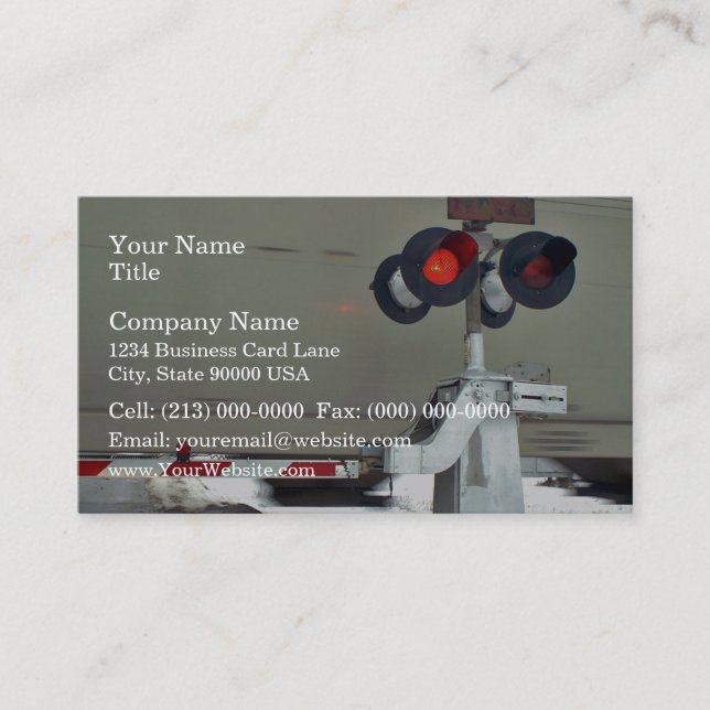 Railroad crossing arm business card (Front)
